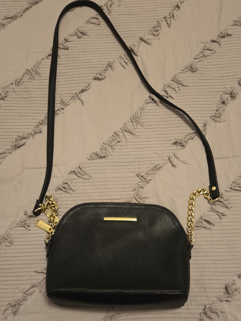 Steve Madden Black Crossbody Bag with Gold Chain Detail